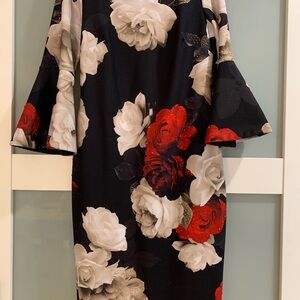 Calvin Klein Collection Black Floral Long Sleeve Dress